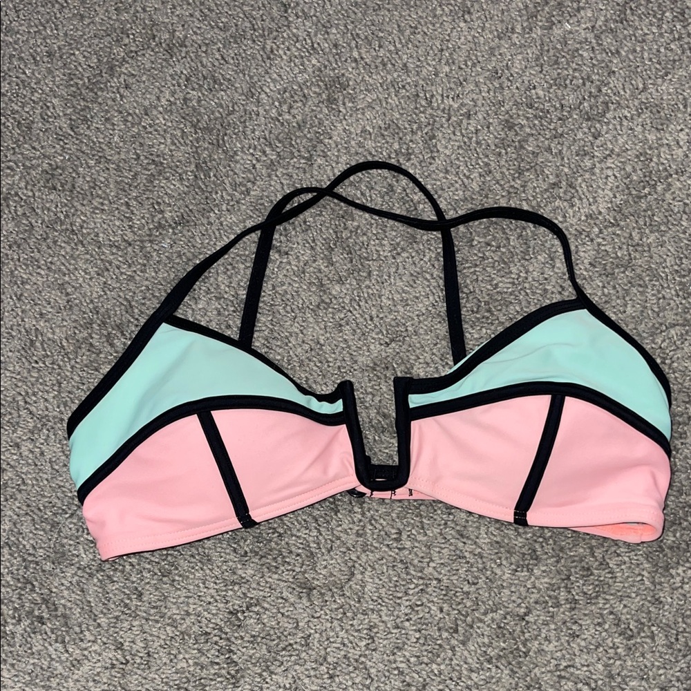 Elegant Pink and Mint Bikini Top
